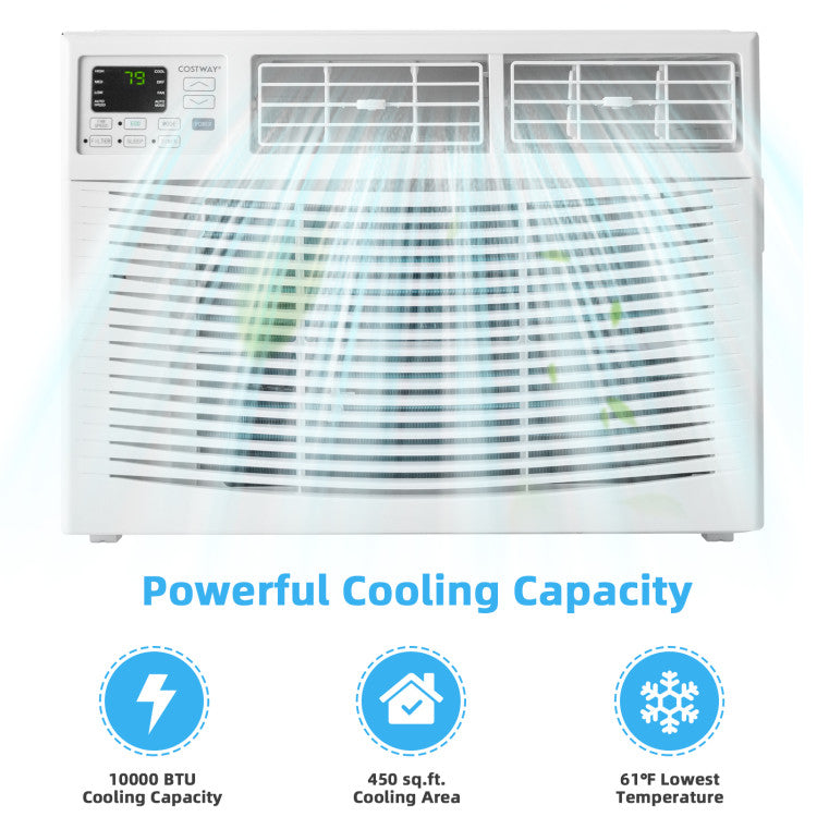 10000 BTU Smart Window Air Conditioner 120V/60Hz Window AC Unit with Adjustable Wind Direction and Remote Control