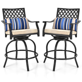 Set of 2 Outdoor Bar Height Chair with Soft Cushions