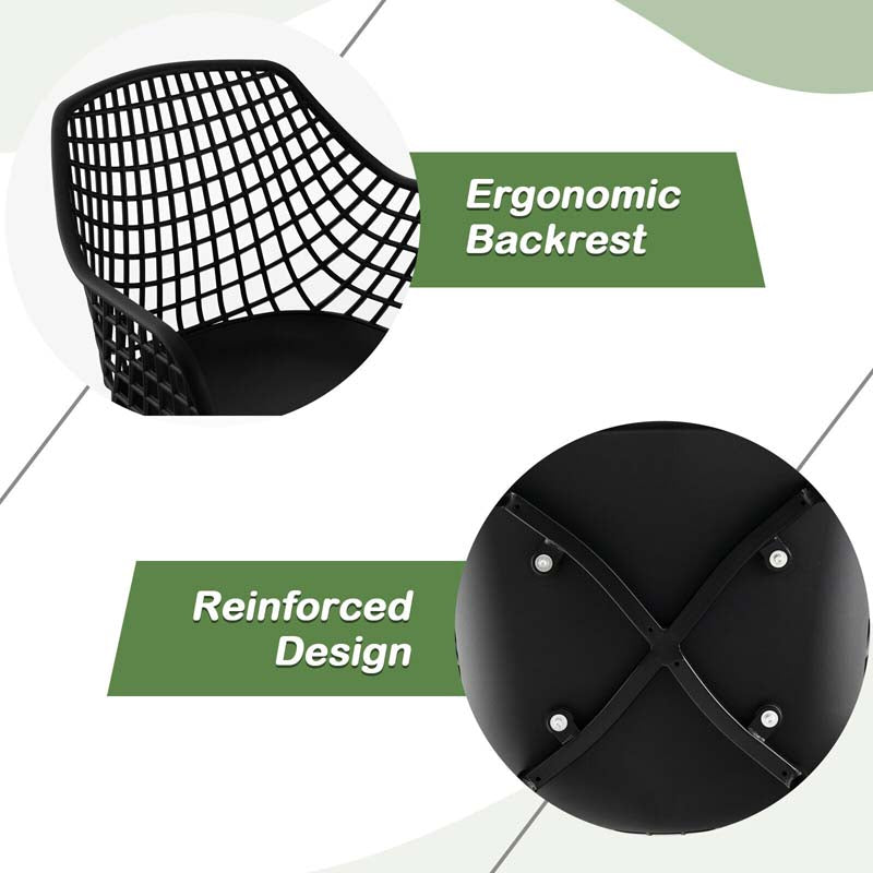 4-Pack Modern Dining Chairs with 15" High Airy Hollow Backrest, Powder-Coated Metal Legs, Anti-Slip Foot Pads
