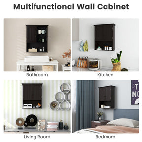 2-Door Wall Mount Bathroom Storage Cabinet with Open Shelf