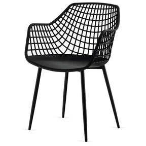 4-Pack Modern Dining Chairs with 15" High Airy Hollow Backrest, Powder-Coated Metal Legs, Anti-Slip Foot Pads