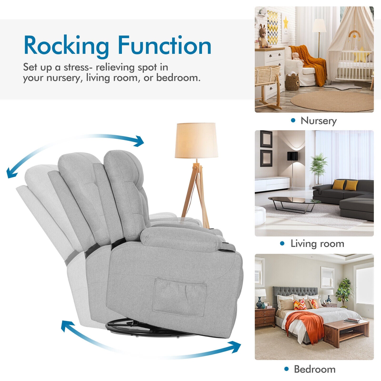 Massage Rocking Recliner Chair with Heat and Vibration