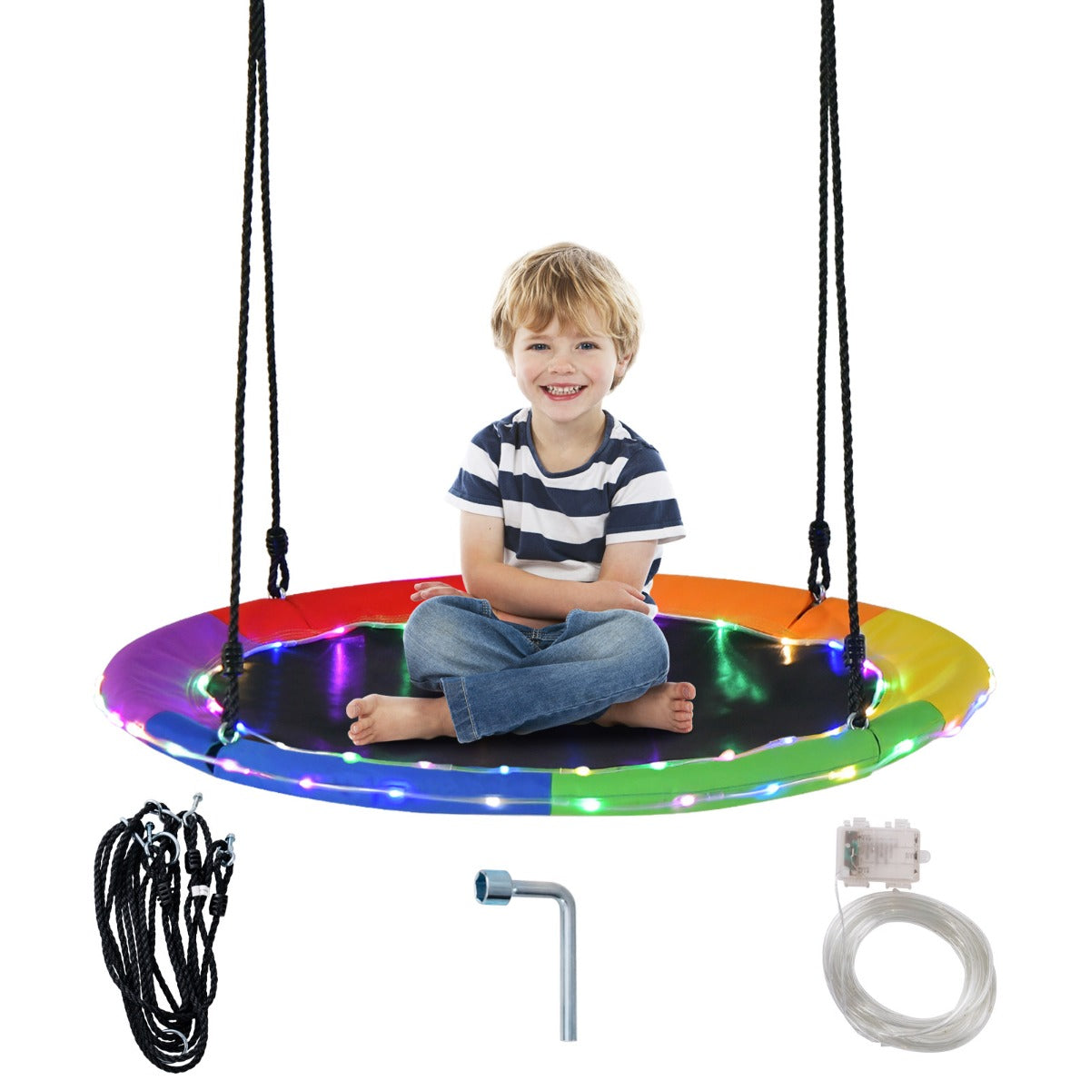 100cm Saucer Tree Swing with LED Lights for Kids
