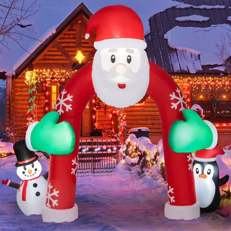 10 Feet Lighted Christmas Snowman and Penguin Inflatable Archway with  5 LED Lights