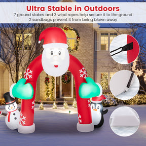 10 Feet Lighted Christmas Snowman and Penguin Inflatable Archway with  5 LED Lights