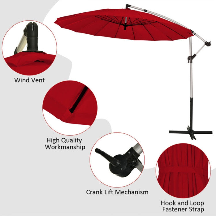 10 Ft Outdoor Patio Offset Umbrella Market Hanging Sunshade Umbrella