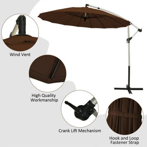 10 Ft Outdoor Patio Offset Umbrella Market Hanging Sunshade Umbrella