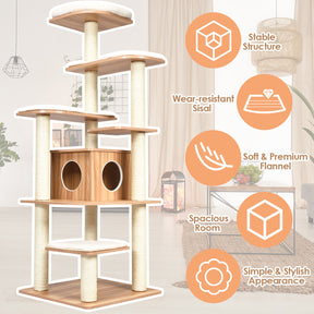 Modern Cat Climbing Tree with Scratch Resistant Sisal Rope Column