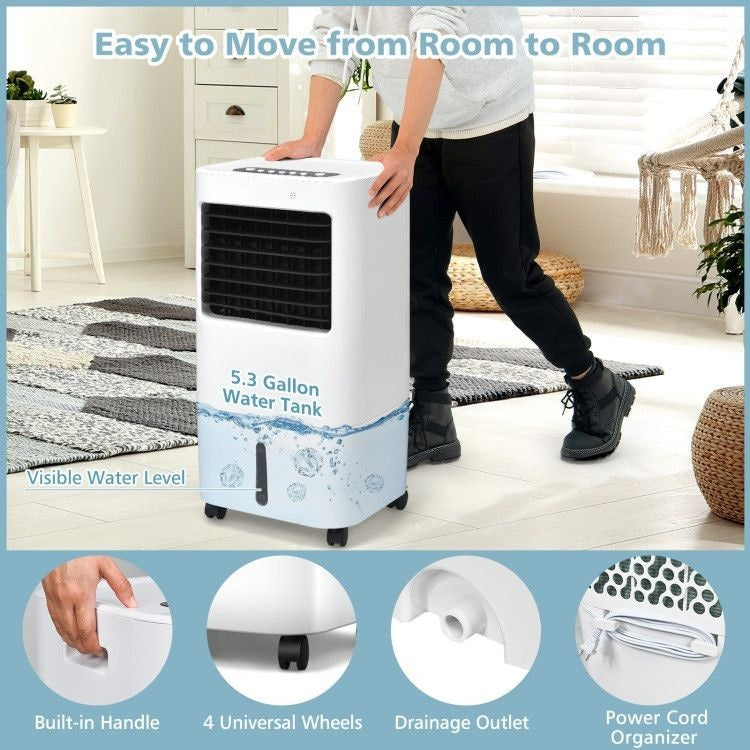 3-in-1 Evaporative Portable Air Cooler Fan with Remote Control and 7.5H Timer