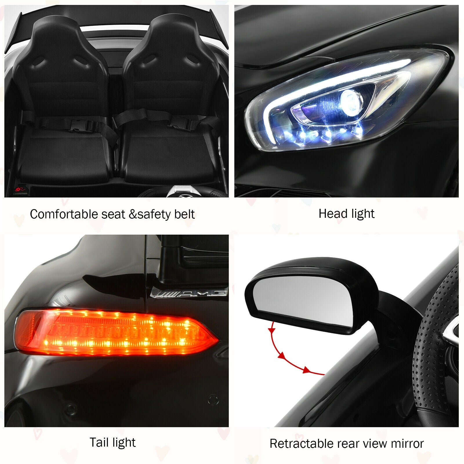 12V Kids Ride On Car Mercedes Benz AMG GTR with Remote and LED Lights