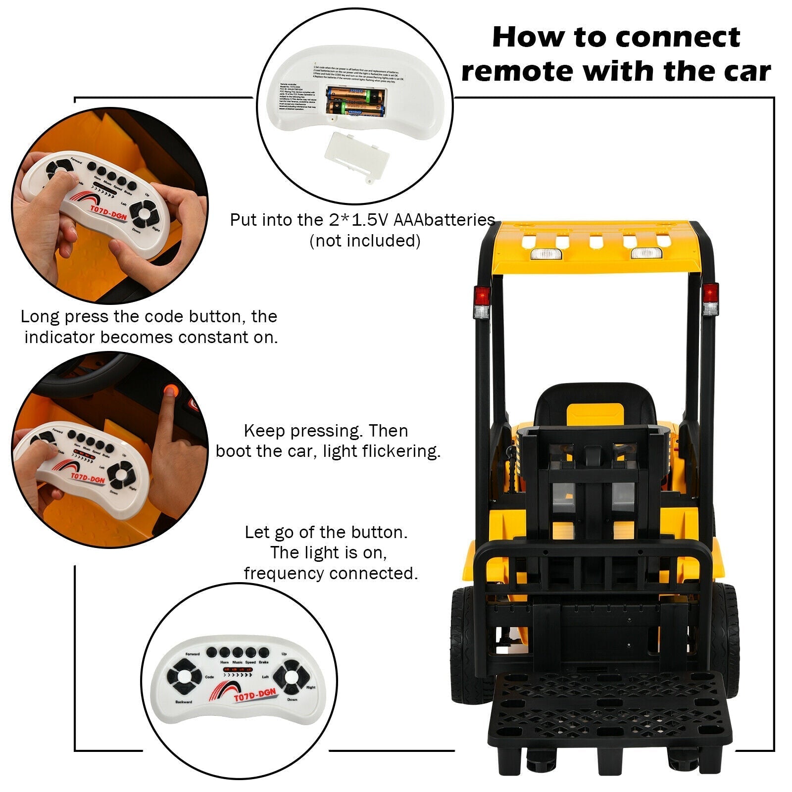 12V Kids Ride On Forklift with Remote Control and Back Trunk