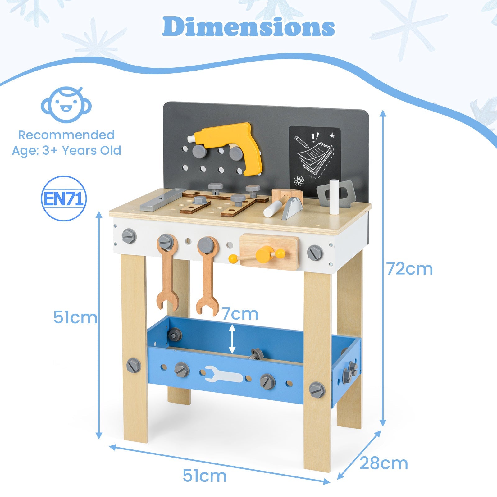 Wooden Play Workbench with Tools Set