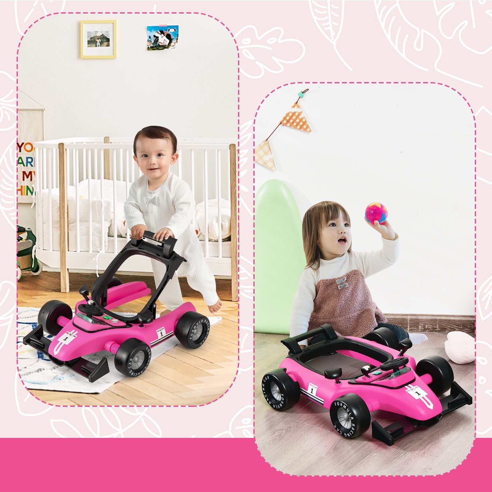 4-in-1 Baby Walker, Foldable Baby Activity Walker