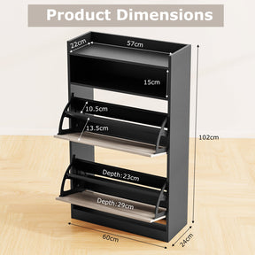 Shoe Storage Cabinet with 2 Flip Drawers, Slim Hidden Narrow Shoe Organizer