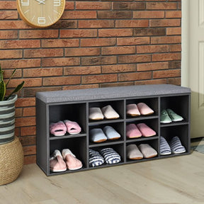 10-Cube Shoe Bench with Padded Cushions