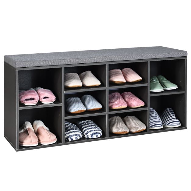 10-Cube Shoe Bench with Padded Cushions