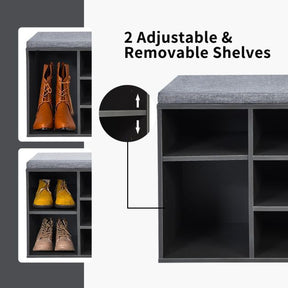 10-Cube Shoe Bench with Padded Cushions