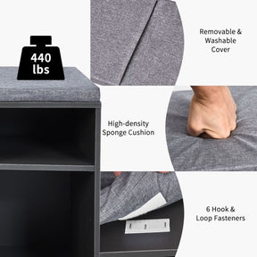 10-Cube Shoe Bench with Padded Cushions