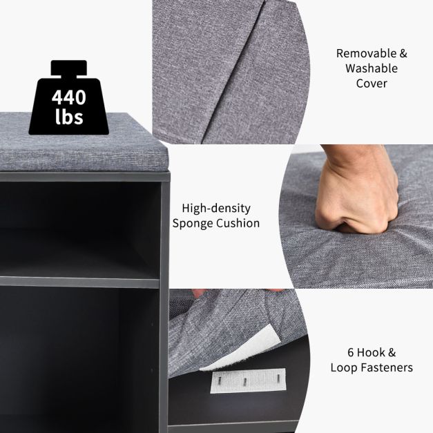 10-Cube Shoe Bench with Padded Cushions