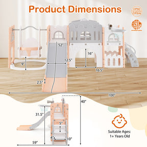 10-in-1 Toddler Swing and Slide Set Climber Playset with Basketball Hoop