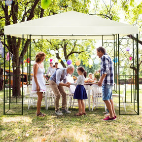 10 x 10FT Outdoor 2-Tier Gazebo Tent Patio Canopy Shelter with Vented Double Roof