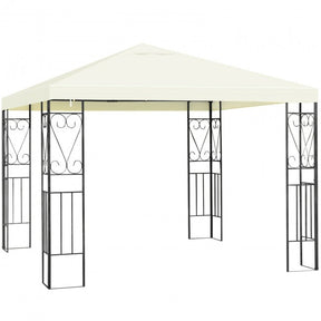 10 x 10FT Outdoor 2-Tier Gazebo Tent Patio Canopy Shelter with Vented Double Roof