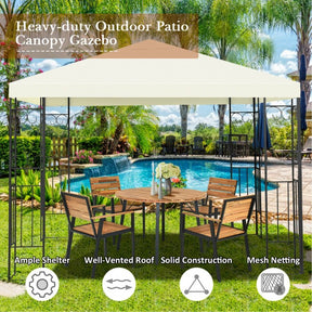 10 x 10FT Outdoor 2-Tier Gazebo Tent Patio Canopy Shelter with Vented Double Roof
