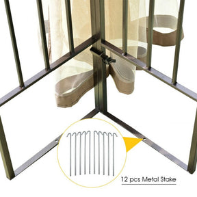 10 x 10FT Outdoor Gazebo Tent Patio Screw-free Structure Canopy Shelter with Mosquito Netting