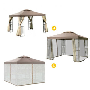 10 x 10FT Outdoor Gazebo Tent Patio Screw-free Structure Canopy Shelter with Mosquito Netting