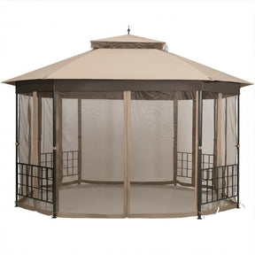 10 x 12 FT Outdoor Patio Heavy Duty Octagonal Gazebo Canopy Shelter with Mosquito Netting and Double Roof