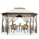 10 x 12 FT Outdoor Patio Heavy Duty Octagonal Gazebo Canopy Shelter with Mosquito Netting and Double Roof