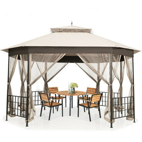 10 x 12 FT Outdoor Patio Heavy Duty Octagonal Gazebo Canopy Shelter with Mosquito Netting and Double Roof