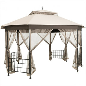 10 x 12 FT Outdoor Patio Heavy Duty Octagonal Gazebo Canopy Shelter with Mosquito Netting and Double Roof