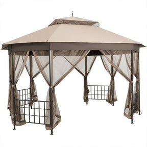 10 x 12 FT Outdoor Patio Heavy Duty Octagonal Gazebo Canopy Shelter with Mosquito Netting and Double Roof