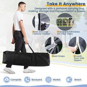 10 x 20 FT Outdoor Pop-Up Canopy Portable Heavy-Duty Gazebo Tent with 6 Removable Sidewalls and Carrying Bag for 15-20 People
