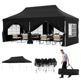 10 x 20 FT Outdoor Pop-Up Canopy Portable Heavy-Duty Gazebo Tent with 6 Removable Sidewalls and Carrying Bag for 15-20 People