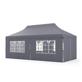 10 x 20 FT Outdoor Pop-Up Canopy Portable Heavy-Duty Gazebo Tent with 6 Removable Sidewalls and Carrying Bag for 15-20 People