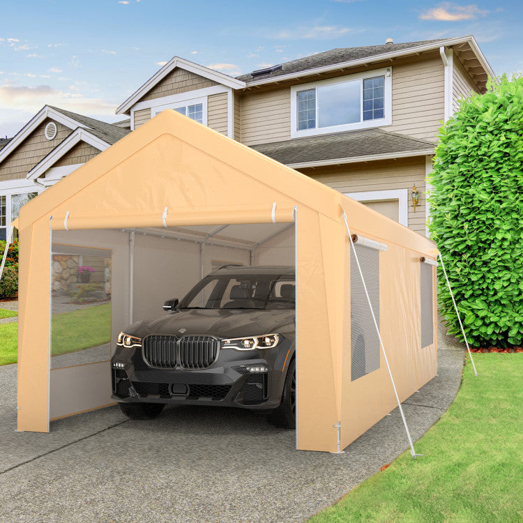 10 x 20 Feet Portable Heavy-Duty Carport with Removable Sidewalls