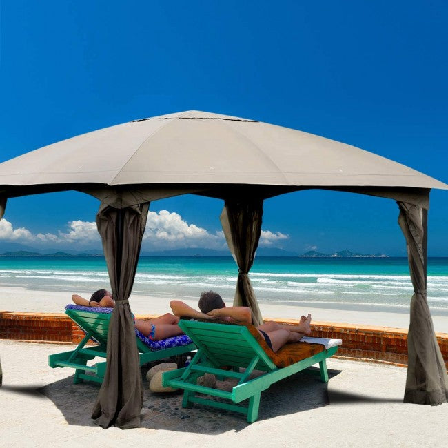 11.5 x 11.5FT Outdoor Gazebo Patio Fully Enclosed Canopy Tent with 4 Removable Netting Walls