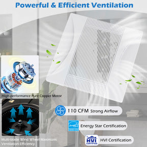 110 CFM Ceiling Mount Exhaust Ventilation Fan with Metal Housing