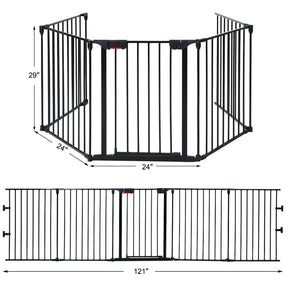 115 Inch Length 5 Panel Adjustable Wide Fireplace Fence Pet Dog Fence