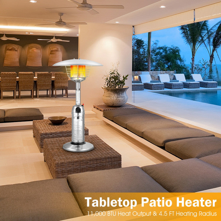 11,000 BTU Portable Tabletop Propane Patio Standing Heater with Anti-tip Design
