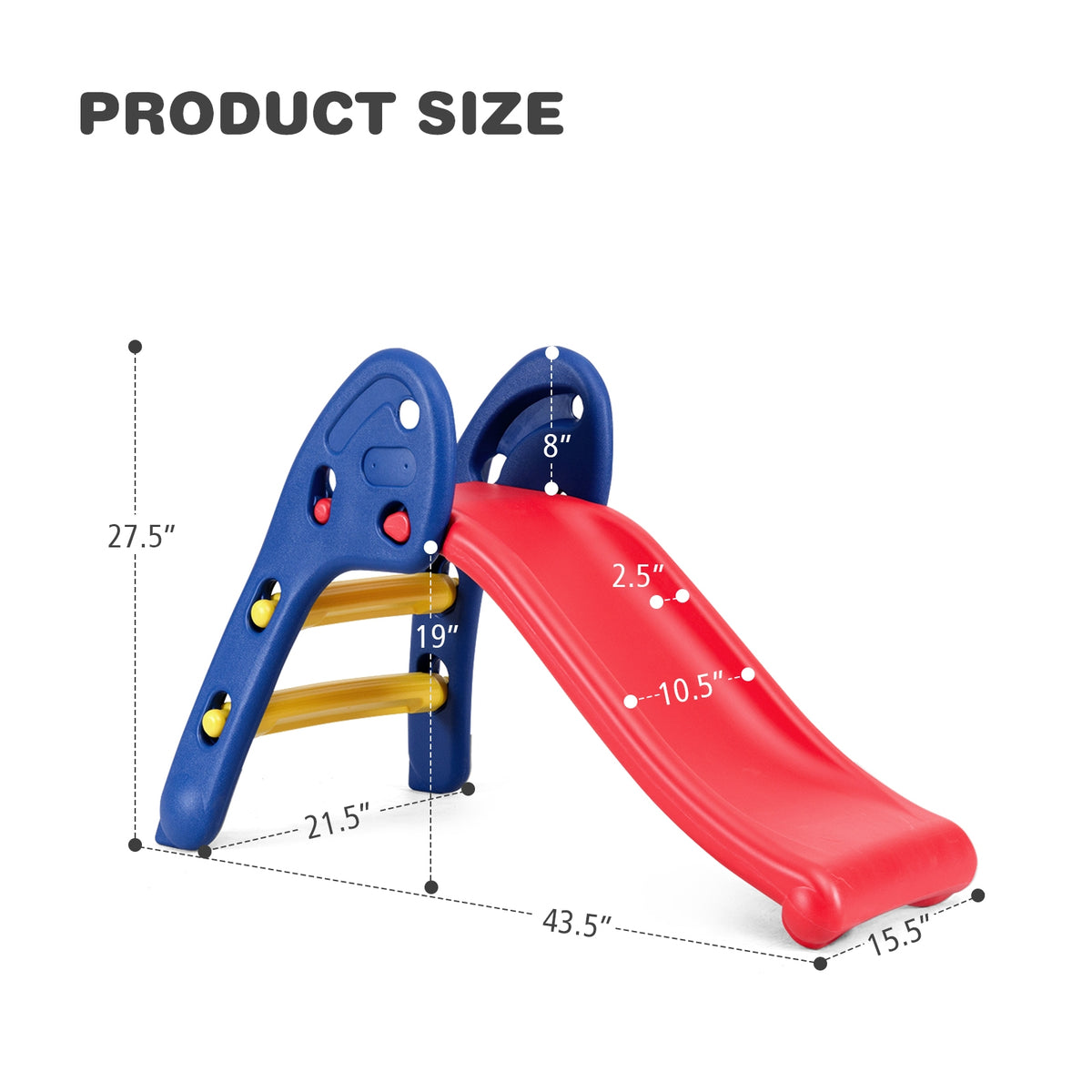 2-step Folding Plastic Toy Slide for Kids