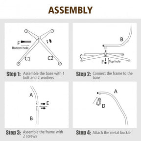 Hanging Hammock with solid steel C stand frame