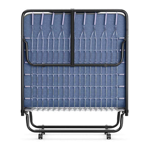79" x 39" Rollaway Folding Bed with 5" Memory Foam Mattress, Twin Size Portable Guest Bed with Wheels