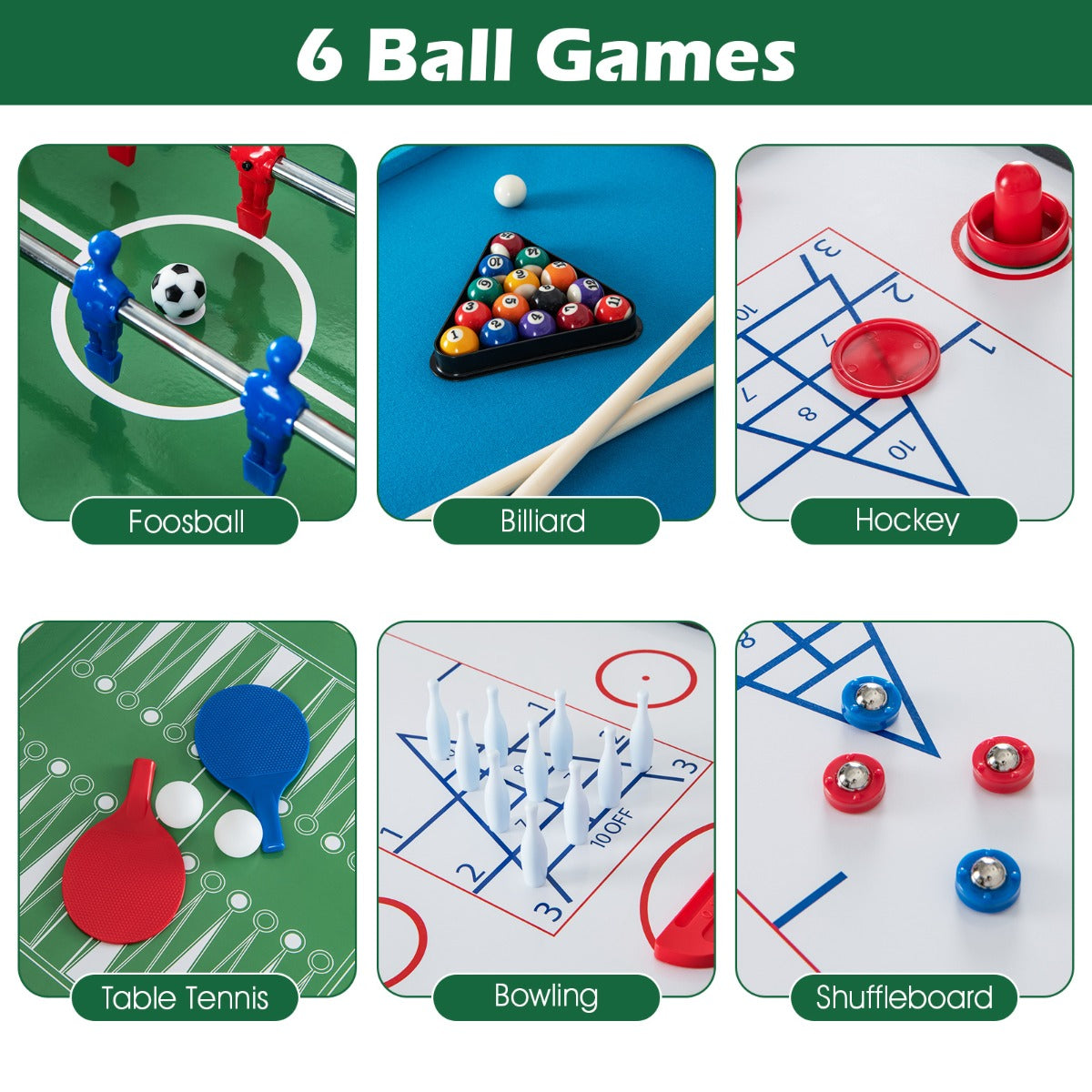 12-in-1 Combo Game Table Set with Foosball for Home and Bar