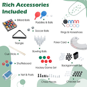 12-in-1 Combo Game Table Set with Foosball for Home and Bar