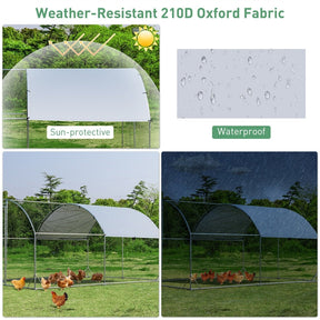 12.5ft Outdoor Metal Chicken Coop Walk-in Poultry Cage Run Galvanized Hen House Rabbits Habitat Cage with Cover