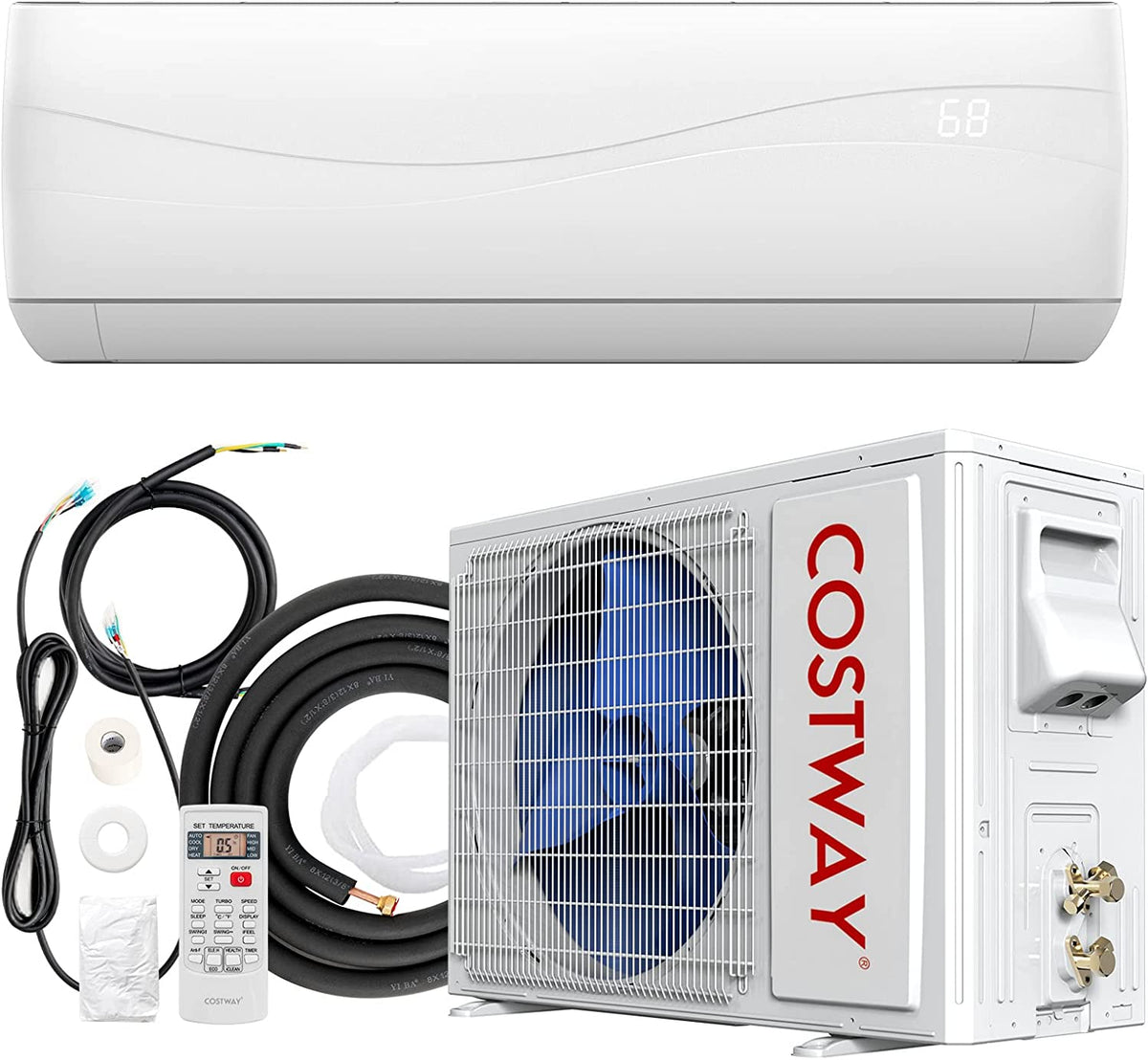 12000BTU Mini Split Air Conditioner and Heater 17 SEER 208-230V Wall-Mounted Ductless AC Unit with Heat Pump and Installation Kit