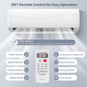 12000BTU Mini Split Air Conditioner and Heater 17 SEER 208-230V Wall-Mounted Ductless AC Unit with Heat Pump and Installation Kit